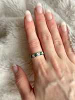 emerald green and white cubic zirconia gold plated ring evelyn hugo jewellery silver