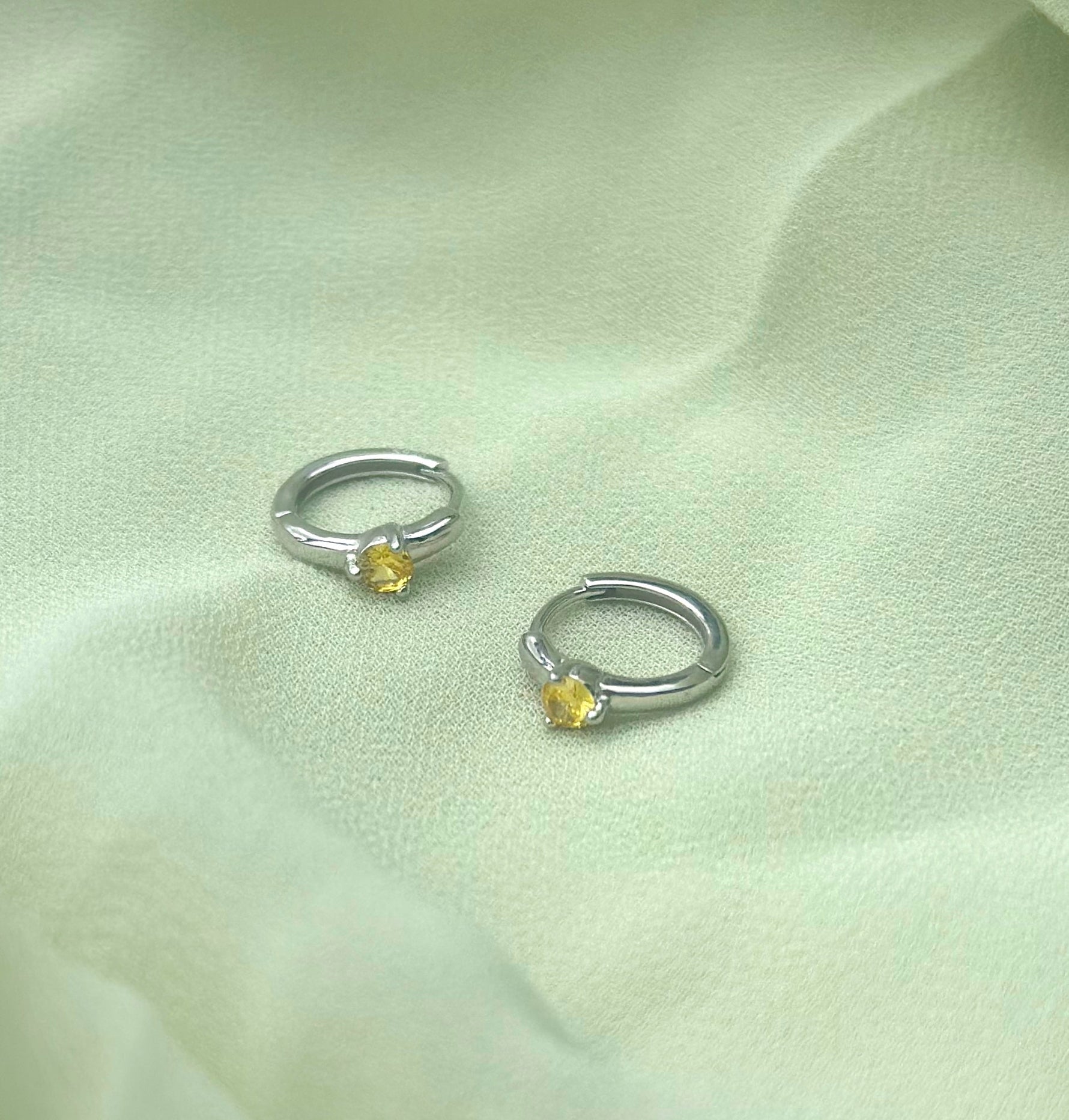 gold yellow november birthstone 925 sterling silver huggie earrings birthday gift jewellery