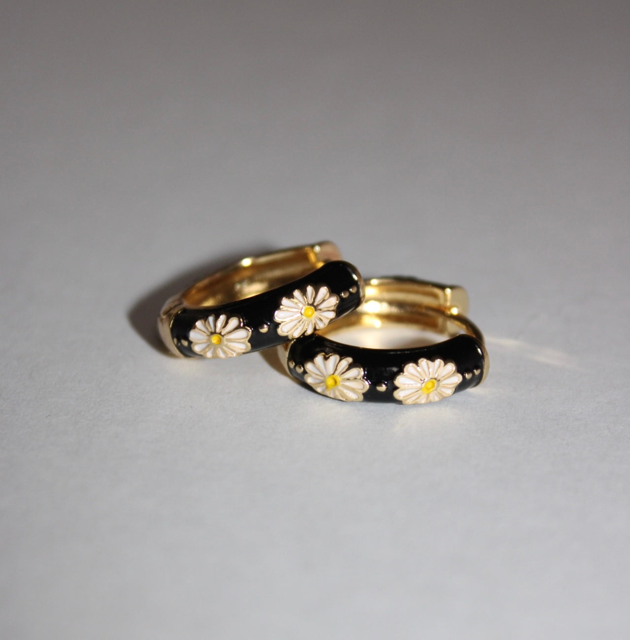 Enamel Daisy Hoops