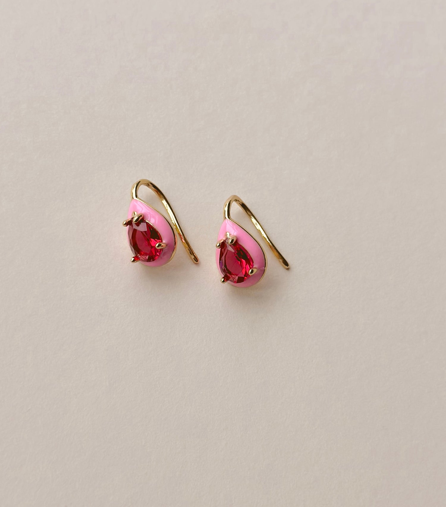 Pink Teardrop Gem Earrings