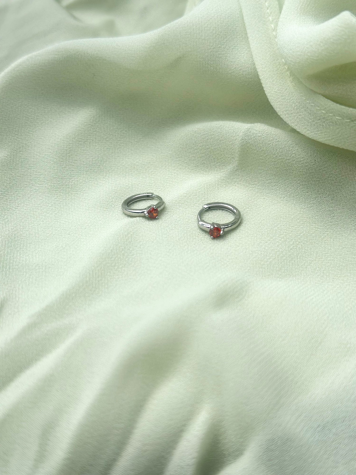 blood red january birthstone 925 sterling silver huggie earrings birthday gift jewellery