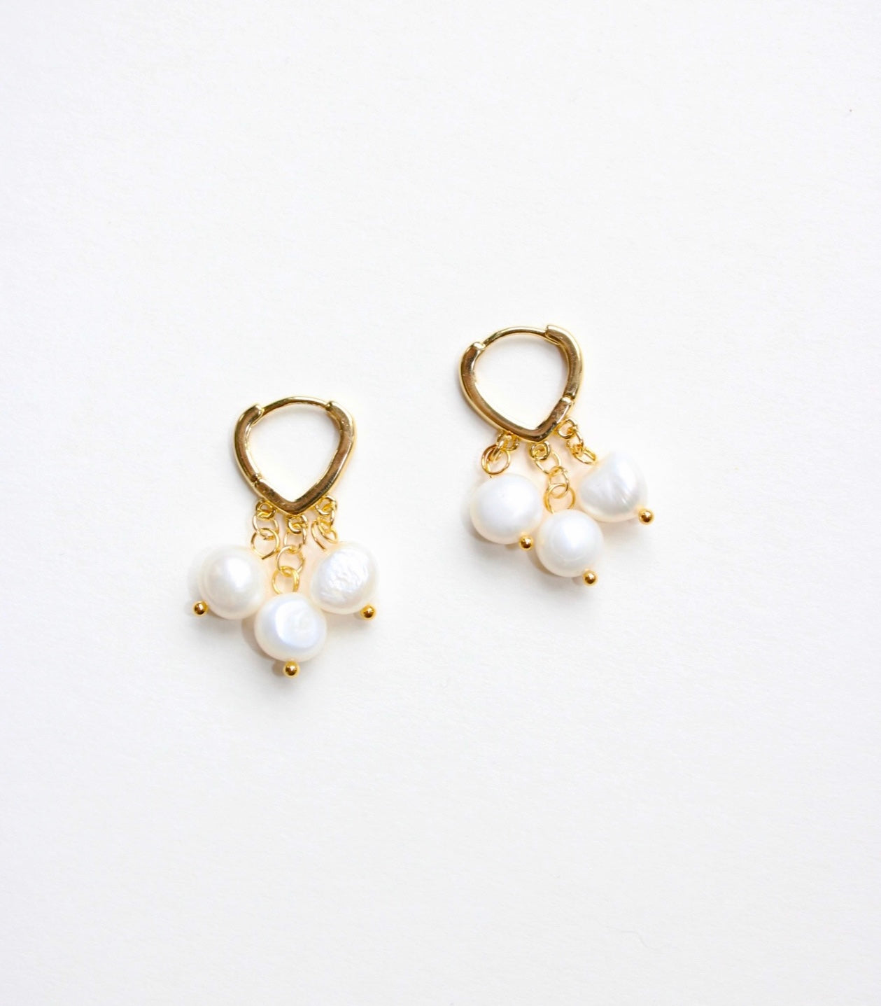 Triple Pearl Huggie Earrings