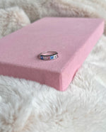 925 sterling silver blue pink and white ring engagement ring