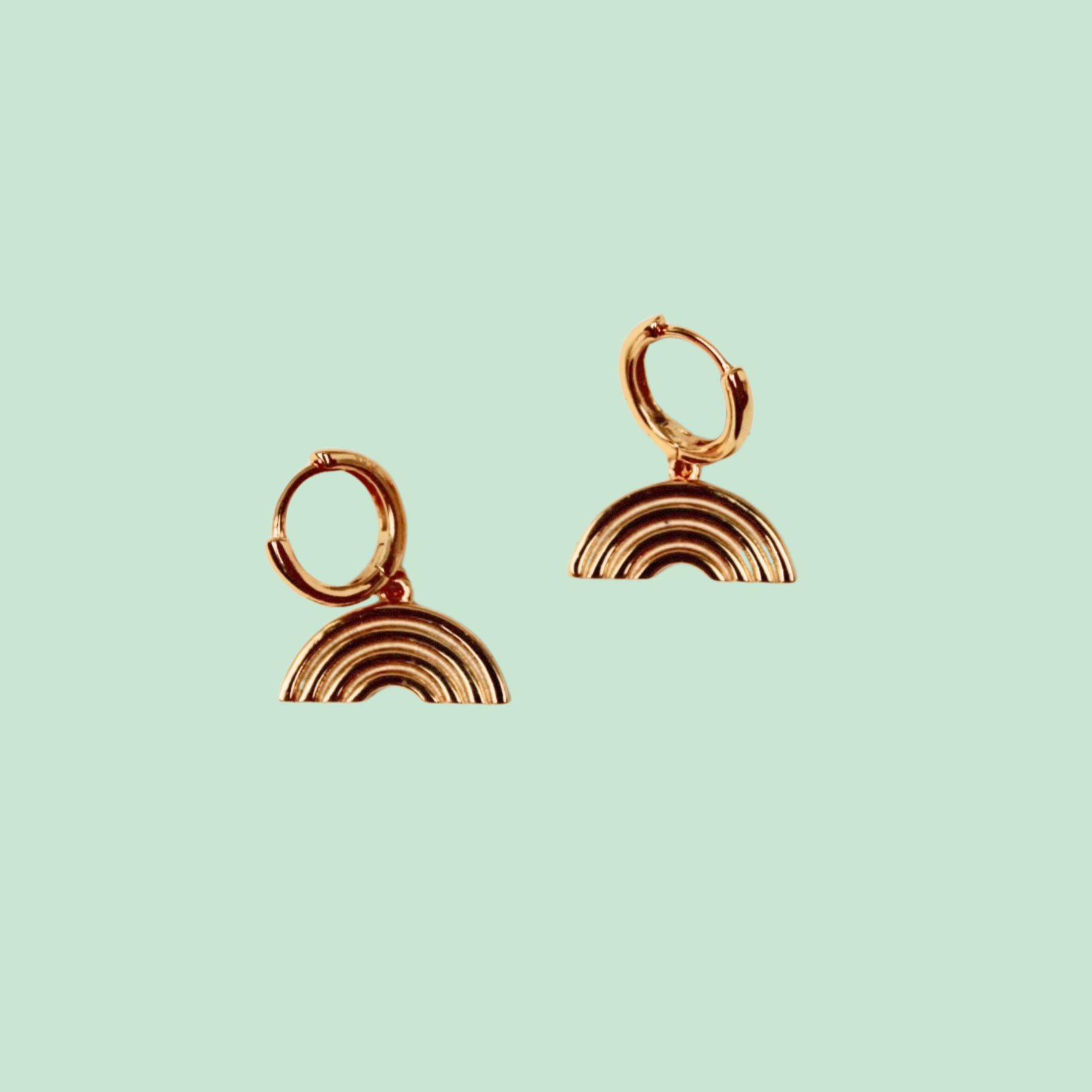 gold rainbow shaped earrings 925 sterling silver with 18k gold plating cute playful ethereal jewellery