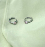 october birthday pink cubic zironia 925 sterling silver huggie earrings birthday gift jewelley