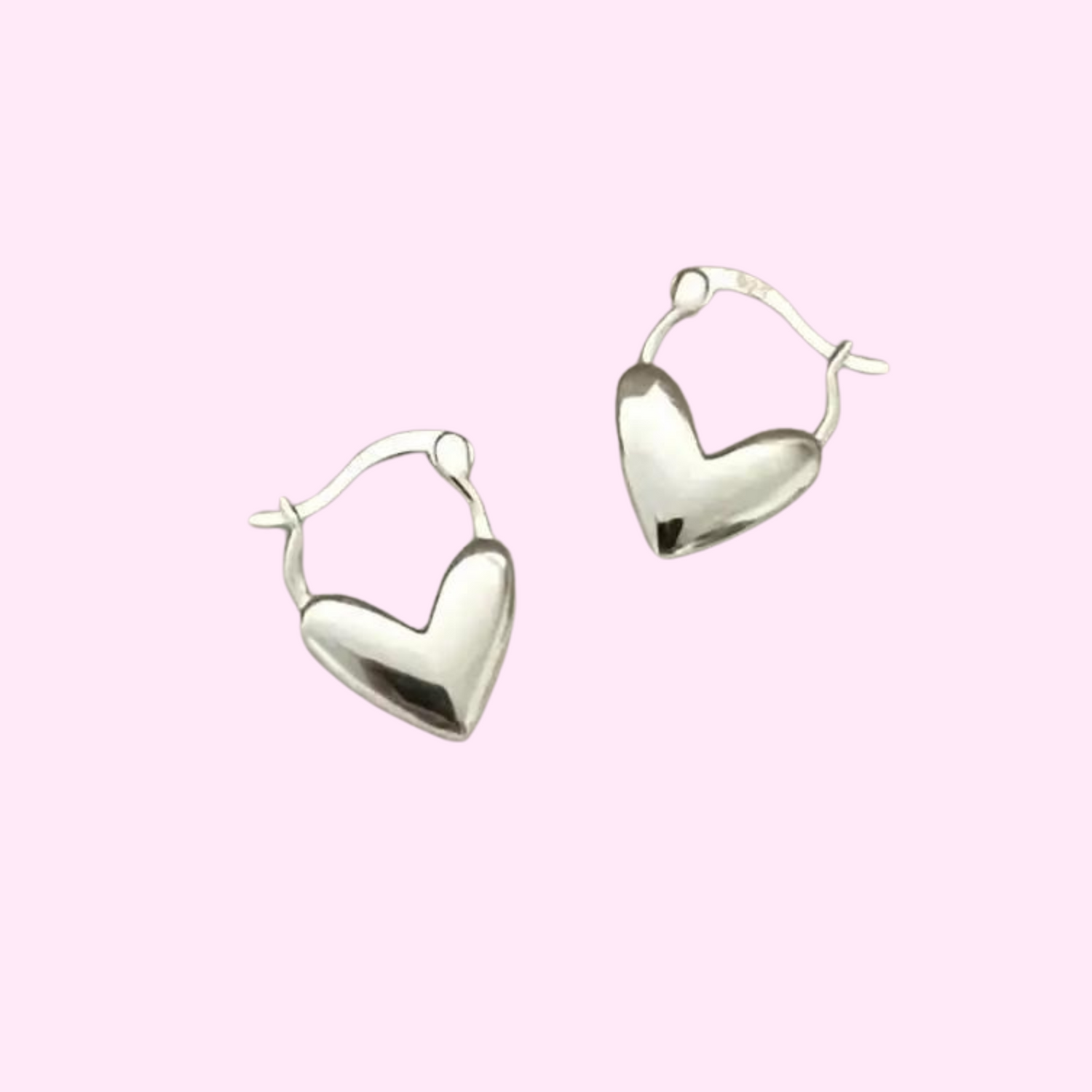 Heart Drops Earrings - Silver