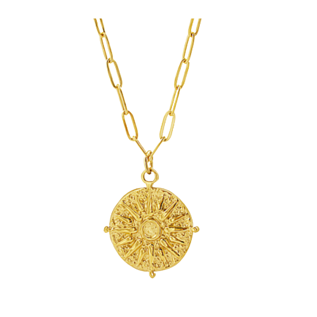 Sun Pendant Gold Necklace