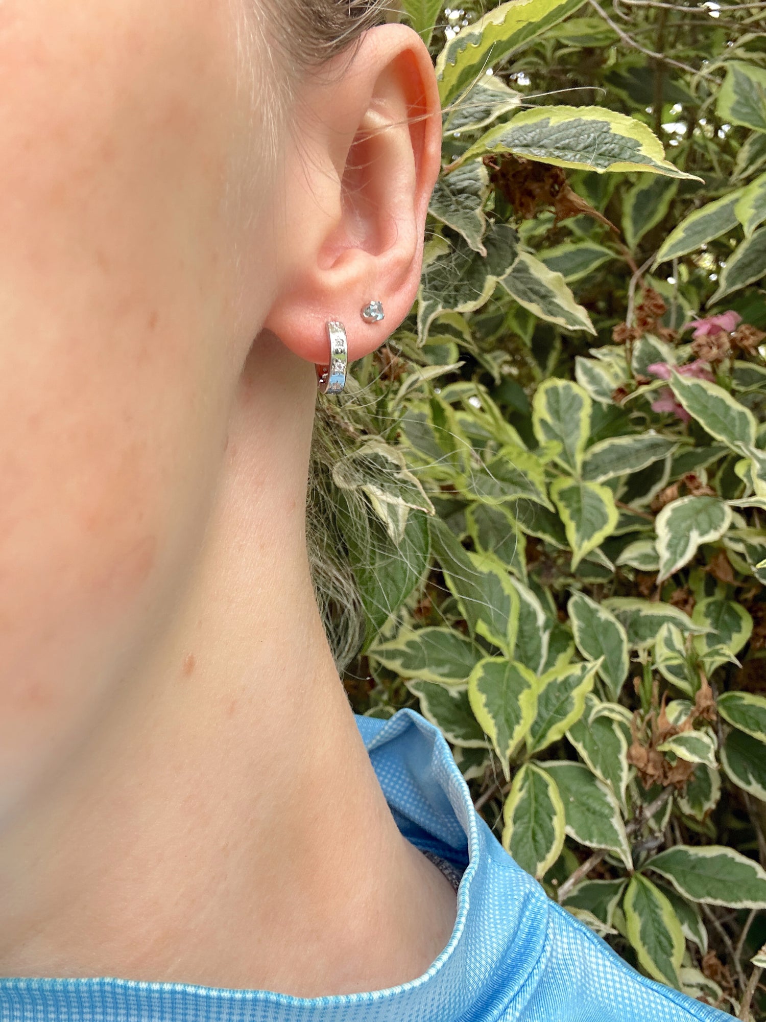 Tiny Star Stack Huggies - Silver Hoop Earrings