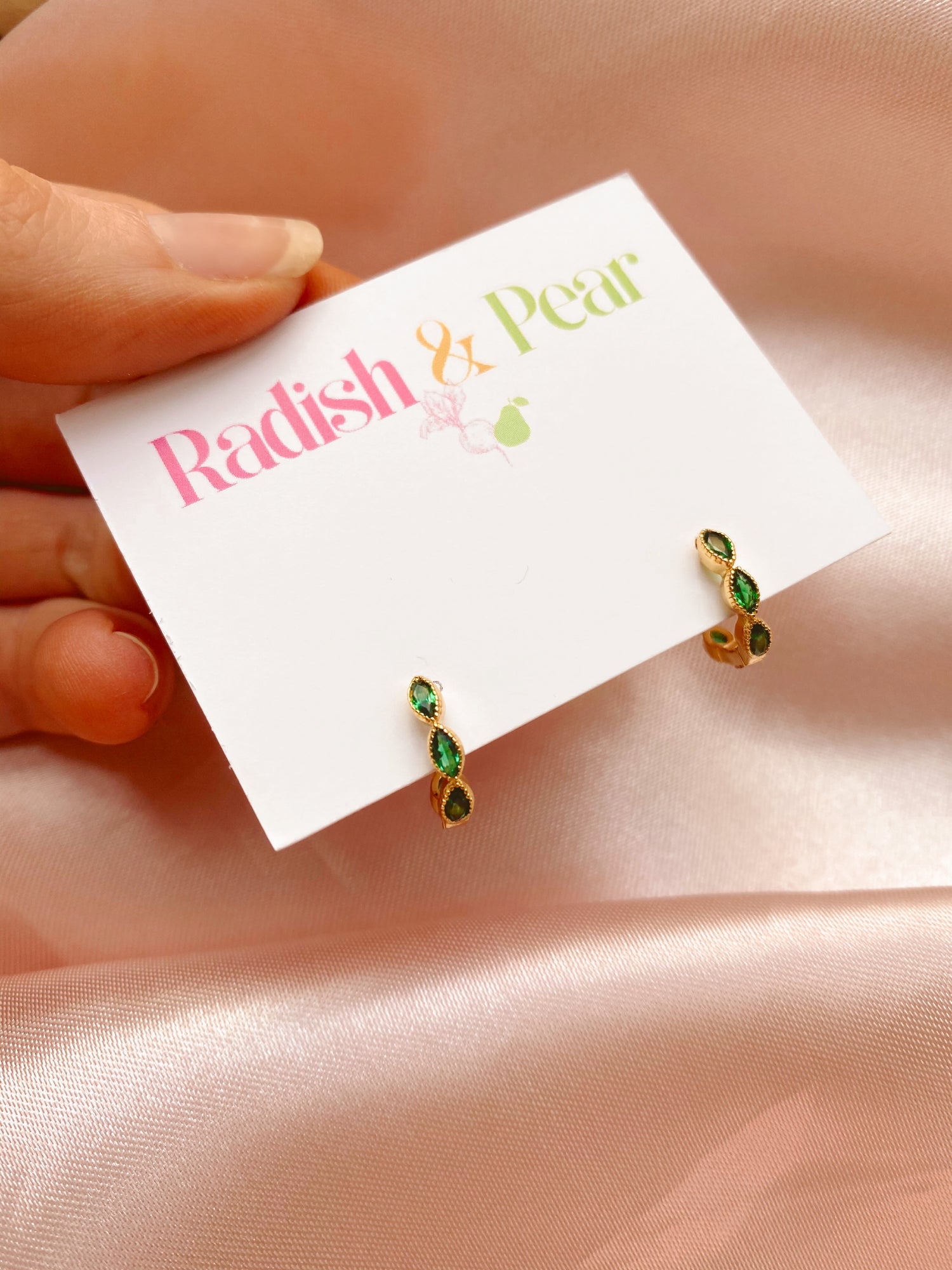 emerald green gold plated small huggie hoop earrings