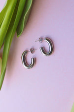 gold stainless steel chunky hoop earring birthday gift silver 