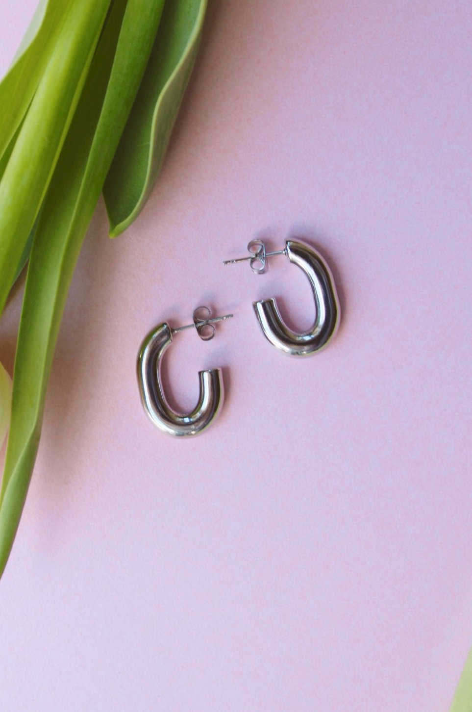 gold stainless steel chunky hoop earring birthday gift silver 