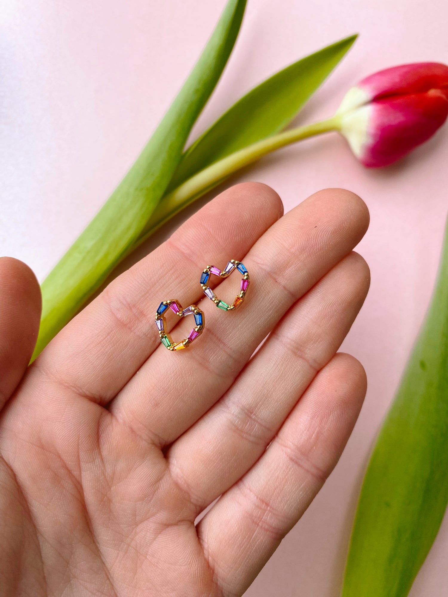 Rainbow Heart Stud